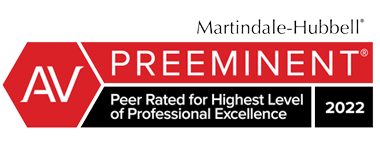 Martindale-Hubbell AV Preeminent Peer Rated for Highest Level of Professional Excellence 2022